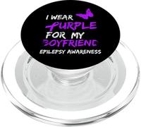 Epilepsy I Wear Purple For My Boyfriend Ribbon PopSockets PopGrip para MagSafe