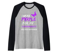 Epilepsy I Wear Purple For My Granddaughter Ribbon Camiseta Manga Raglan