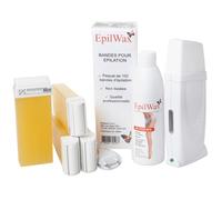 EpilWax - Kit Calentador de Cera para Depilación Profesional con 4 x Recambios Roll-on de Cera de Miel, 100 x Bandas de Depilacion y Aceite Post-Depilación - Gama Royal Basic