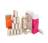 EpilWax Royal Kit Depilatorio Completo con : Calentador de Cera Profesional-12 Roll-On de Cera 100 ml Argán-100 Tiras Depilatorias-250 ml de Aceite para después depilación (Royal Argan Series 12)