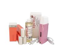EpilWax Royal Kit Depilatorio Completo con : Calentador de Cera Profesional-4 Roll-On de Cera 100 ml Rose-100 Tiras Depilatorias-250 ml de Aceite para después depilación (Royal Rose Series 4)