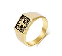 Epinki Anillo Boda Hombre de Acero Inoxidable 10mm, Cruz Vintage Oro Anillo Matrimonio Aniversario Compromiso Joyas Fiesta Tamaño 30