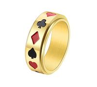 Epinki Anillo Hombre, Anillo Titanio 8MM Giratorio de Carta Oro Anillo Antiestres Tamaño 20