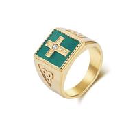 Epinki Anillo Hombre Boda de Acero Inoxidable 16mm, Cruz de Nudo Celta Vikingo Oro Anillos Matrimonio Compromiso Joyas Tamaño 22