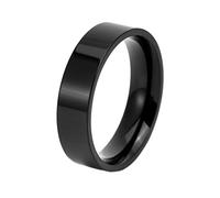 Epinki Anillo Hombre Joven, Anillo Titanio 6MM Corazón Pulido Negro Anillos Matrimonio Tamaño 25
