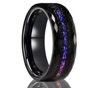 Epinki Anillos Hombre de Tungsteno 8mm, Geometrica Diseño de Cielo Estrellado Negro Anillo de Boda Matrimonio Joyas Talla 12