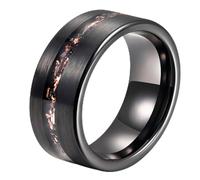 Epinki Anillos para Hombre de Tungsteno 8mm, Diseño de Cielo Estrellado Negro Anillo de Compromiso Matrimonio Joyería Talla 14