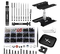 EPINON Juego de herramientas de reparación de soporte de trabajo de reparación de coches RC con rotación de 360 grados y 520 piezas RC Kit de tornillos y destornilladores RC y paleta de tornillos para