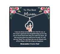 EPIRORA Regalos para madre, regalos para mamá, collar para madre e hija, colgante de corazón, collar de circonita cúbica, regalos de cumpleaños, día de la madre para mamá, Plata esterlina, Circonia