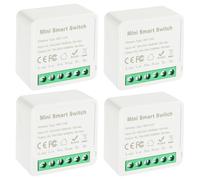 EPLZON 1 vía Módulo de interruptor de luz inteligente, mini interruptor WiFi DIY, Bricolaje AplicacióN Smart Tuya, compatible con Alexa y Google Assistant, Se requiere cable neutro (4 piezas)