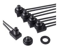 EPLZON 12V Interruptor de Botón Impermeable ON/OFF SPST Interruptor con líneas de 4,5'' para RV/motocicleta/coche KP-107 (Conjunto de 5 Piezas,negro)