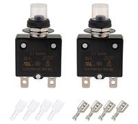 EPLZON 20A Disyuntor de botón de reinicio manual 125/250VAC 50VDC Protector de sobrecarga térmica con terminales de conexión rápida y cubierta de botón impermeable (paquete de 2 piezas)