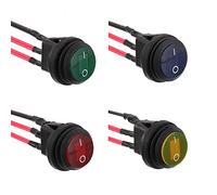 EPLZON 4 piezas 12V 20A impermeable redondo con luz interruptor basculante interruptor SPST de 3 pines con 20 cm precableado para coche barco RV camión (Multicolor)