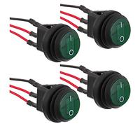 EPLZON 4 piezas 12V 20A impermeable redondo con luz interruptor basculante interruptor SPST de 3 pines con 20 cm precableado para coche barco RV camión (Verde)