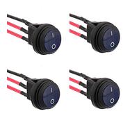 EPLZON 4 piezas 12V 20A impermeable redondo con luz interruptor basculante interruptor SPST de 3 pines con 20 cm precableado para coche barco RV camión (Azul)