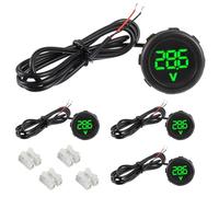 EPLZON 4 Piezas Voltímetro Digital DC 4-100V, 2 Líneas Voltaje de 3 Dígitos Medidor indicador LED Waterproof Digital Display Voltmeter para Automóvil/Marino/Moto/Camión/SUV/ATV (Verde)