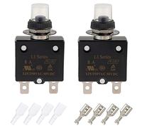 EPLZON 8A Disyuntor de botón de reinicio manual 125/250VAC 50VDC Protector de sobrecarga térmica con terminales de conexión rápida y cubierta de botón impermeable (paquete de 2 piezas)