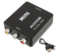 EPLZON Adaptador RCA a HDMI, Convertidor AV a HDMI, 1080P RCA Compuesto CVBS Convertidor Audio vídeo para Soporte PAL/NTSC con Cable Carga USB para PC/portátil/Xbox/TV/VHS/VCR/DVD Proyector(Negro)