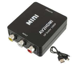 EPLZON Adaptador RCA a HDMI, Convertidor AV a HDMI, 1080P RCA Compuesto CVBS Convertidor Audio vídeo para Soporte PAL/NTSC con Cable Carga USB para PC/portátil/Xbox/TV/VHS/VCR/DVD Proyector(Negro)