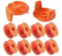 EPLZON Carrete de Alambre de Recambio Bobinas desbrozadoras, 1,65 mm de Diámetro y 3 m de Longitud, para Cortabordes Apto Worx(8 Carretes, 2 Tapas)