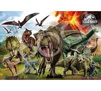 EPOCH Rompecabezas Grande de 100 Piezas Jurassic World Dinosaurio Attack (26 x 38 cm) 26-901s con Pegamento de espátula con boletos de Puntos