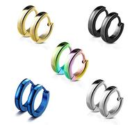 Epoch World Pack de 5 Pares Acero Inoxidable Pendientes Aro para Mujer Hombre Niña, Pendientes Mujer Oro, Joyería Pendientes de Aro Plata Pequeños 13MM