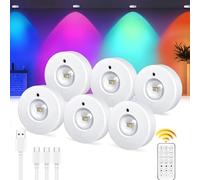 Epochglo Foco LED Recargable, Regulable Luz LED Armario con Control Táctil y Remoto, cambio de color RGB, Luz Nocturna Cocina Bajo Mueble Regulables, sin Cables, Temporizador, Magnético