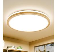 Epochglo Lámpara de techo LED plana redonda, madera, 24 W, 4000 K, para salón, dormitorio, oficina, cocina, baño, pasillo, balcón, niña, niño, habitación infantil, diámetro de 30 cm