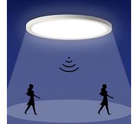 Epochglo Plafon con Sensor de Movimiento, Lampara Techo, Luz Led Techo, Lampara Habitacion Techo para Pasillo, 18W, 1800LM, 4000K, IP44, Blanca, 22cm