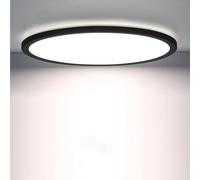 Epochglo Plafon con Sensor de Movimiento, Lampara Techo, Luz Led Techo, Lampara Habitacion Techo para Pasillo, 18W, 1800LM, 4000K, IP44, Schwarz, 22cm
