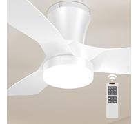 Epochglo Ventilador de Techo con Luz, 80CM, 3000K-5000K Regulable, 7 Velocidades, Aspas Reversible, 2200LM Ventiladore de Techo y Mando, DC Silencioso Temporizador Memoria, para Dormitorio, Blanco
