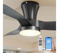 Epochglo Ventilador de Techo con Luz, 80CM, 3000K-5000K Regulable, 7 Velocidades, Aspas Reversible, 2200LM Ventiladore de Techo y Mando APP, DC Silencioso Temporizador Memoria, para Dormitorio, Negro