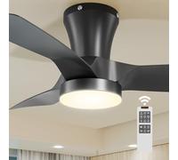 Epochglo Ventilador de Techo con Luz, 80CM, 3000K-5000K Regulable, 7 Velocidades, Aspas Reversible, 2200LM Ventiladore de Techo y Mando, DC Silencioso Temporizador Memoria, para Dormitorio, Negro