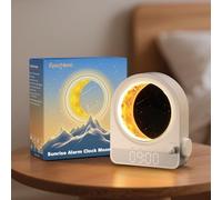 Epochleno Despertador Sunrise Light, 10 sonidos blancos y función de cuenta atrás, luz lunar y meteorito con brillo ajustable - Blanco