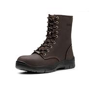Epochsaga Botas de trabajo con puntera de acero impermeables para hombre Classic Safety Loggers Puncture-proof Industrial (Marrón, Adulto, Hombre, 45.5, Números, Sistema tallas calzado EU, mediano)