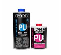 EPODEX 2K PU Topcoat, recubrimiento de poliuretano para interior y exterior, barniz poliuretano transparente, resistente a UV, impermeable, brillante, 14 m² para 2 manos - 1,5kg