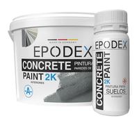 EPODEX Pintura para hormigón 2K, Pintura epóxica para suelos, Resina epoxi para suelo, Impermeable, Sótano, garaje, taller, Interior, 6kg (15m² con 2 capas) - Negro intenso