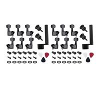 Epodmalx Claves de Clavijas de Afinación de Cuerdas de Guitarra de 12 Piezas 6 Izquierda 6 Derecha Máquina de Guitarra Perillas de Cabezales con de Botón Correa Selecciones (Negro)
