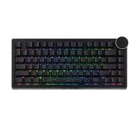 EPOMAKER Ajazz AK820 V2 75% Teclado Mecánico para Juegos de 3 Modos, Perilla Personalizable Grande, 2.4Ghz/BT, 81 Teclas PBT, Hot-Swap, Gasket de 5 Capas, Sonido Thocky (Negro, Coconut Cream)