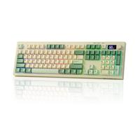 EPOMAKER Aula S102 Pro Teclado Silencioso para Juegos de Membrana con Pantalla TFT, Control de Volumen&Teclado Numérico, BT/2.4G/USB, RGB, Estructura de Silicona Suave, para Gaming/Oficina (Amarillo)