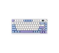 EPOMAKER Cypher81 Teclado Mecánico Inalámbrico para Juegos con Pantalla TFT y Perilla, Type-C/BT/2.4G, Disposición del 75% US, Montaje en Gasket y RGB, para PC/Mac (Blanco Azul, Wisteria Linear)