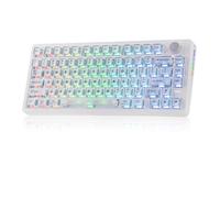 EPOMAKER HE75 V2 Teclado Magnético Gaming de Efecto Hall con Perilla,Blanco | Disparo Rápido, Sondeo 8K&0,1ms, 8000mAh, 2.4GHz/BT, Teclas Intercambiables, Activación Ajustable de 0,005mm,Cremoso y Thocky