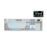 EPOMAKER QK108 Teclado Gaming Mecánico Inalámbrico con Pantalla y Perilla | Tamaño Completo, 8000mAh, QMK/Via, Cremoso y Sólido, Gasket, RGB, Hot-Swap, Teclas de Mac, 2.4G/BT, Wisteria Linear Switch