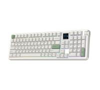 EPOMAKER RT100 Pro Teclado Gaming Mecánico Inalámbrico de 3 Modos, Pantalla Extraíble 1,54”, Perilla, Teclas PBT Retro, Teclas de Mac, Gasket, Controlador Personalizado, RGB, BT/2.4G (Creamy Jade)