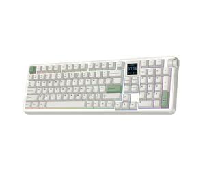 EPOMAKER RT100 Pro Teclado Gaming Mecánico Inalámbrico de 3 Modos, Pantalla Extraíble 1,54”, Perilla, Teclas PBT Retro, Teclas de Mac, Gasket, Controlador Personalizado, RGB, BT/2.4G (Creamy Jade)