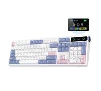 EPOMAKER TH108 Pro Teclado Mecánico Inalámbrico para Juegos de Tamaño Completo con Pantalla y Perilla, 10000mAh, Gasket Cremosa, Hot Swap, Controlador Personalizado, RGB (Blanco, Sea Salt Silent)