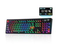 EPOMAKER TH108 V2 Pro Teclado Gaming Mecánico de Tamaño Completo con Pantalla y Perilla, 10000mAh, BT/2.4Ghz, Teclas PBT, Modificador de Mac, Hot Swap, RGB,Gasket,para Mac/PC (Negro, Sea Salt Silent)