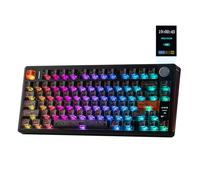 EPOMAKER TH80 V2 Pro Teclado Gaming Mecánico Tri-Modo con Pantalla, Negro | Perilla, 10000mAh, Inalámbrico de 2.4G/BT, Hot-Swap, Teclas PBT, Modificador de Mac,RGB,Gasket,para Mac/PC,Sea Salt Silent V2
