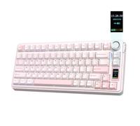 EPOMAKER X Aula EA75 MAX Teclado Gaming Mecánico de 3 Modos con Pantalla | Perilla, 5000mAh, Hot-Swap, RGB, Teclas PBT, Gasket Suave, Teclado Inalámbrico del 75%, Formato ANSI US, Rosa, Reaper Switch