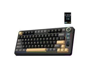EPOMAKER X Aula EA75 MAX Teclado Gaming Mecánico de 3 Modos con Pantalla | Perilla, 5000mAh, Hot-Swap, RGB, Teclas PBT, Gasket Suave, Teclado Inalámbrico del 75%, Formato ANSI US, Negro, Silent Switch